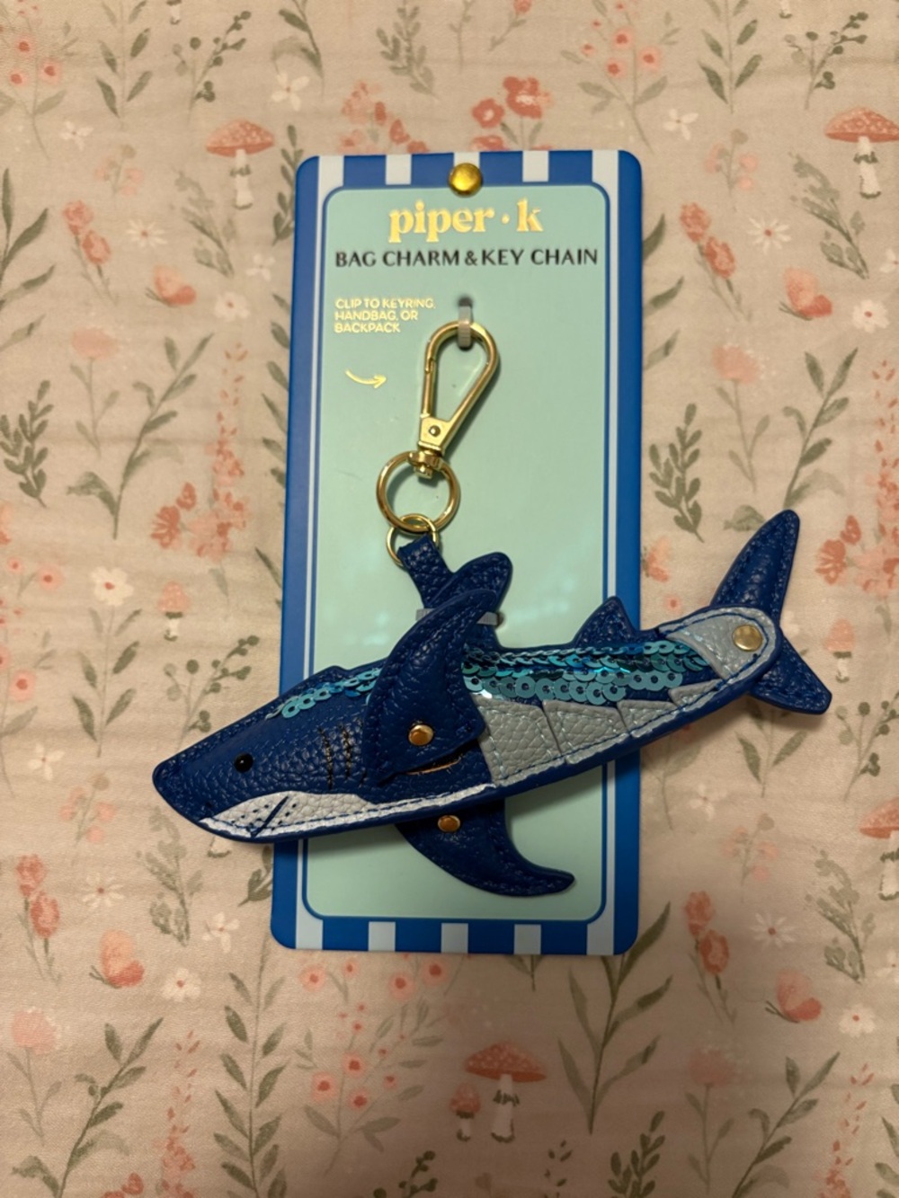 piper·k Blue Shark Bag Charm & Key Chain